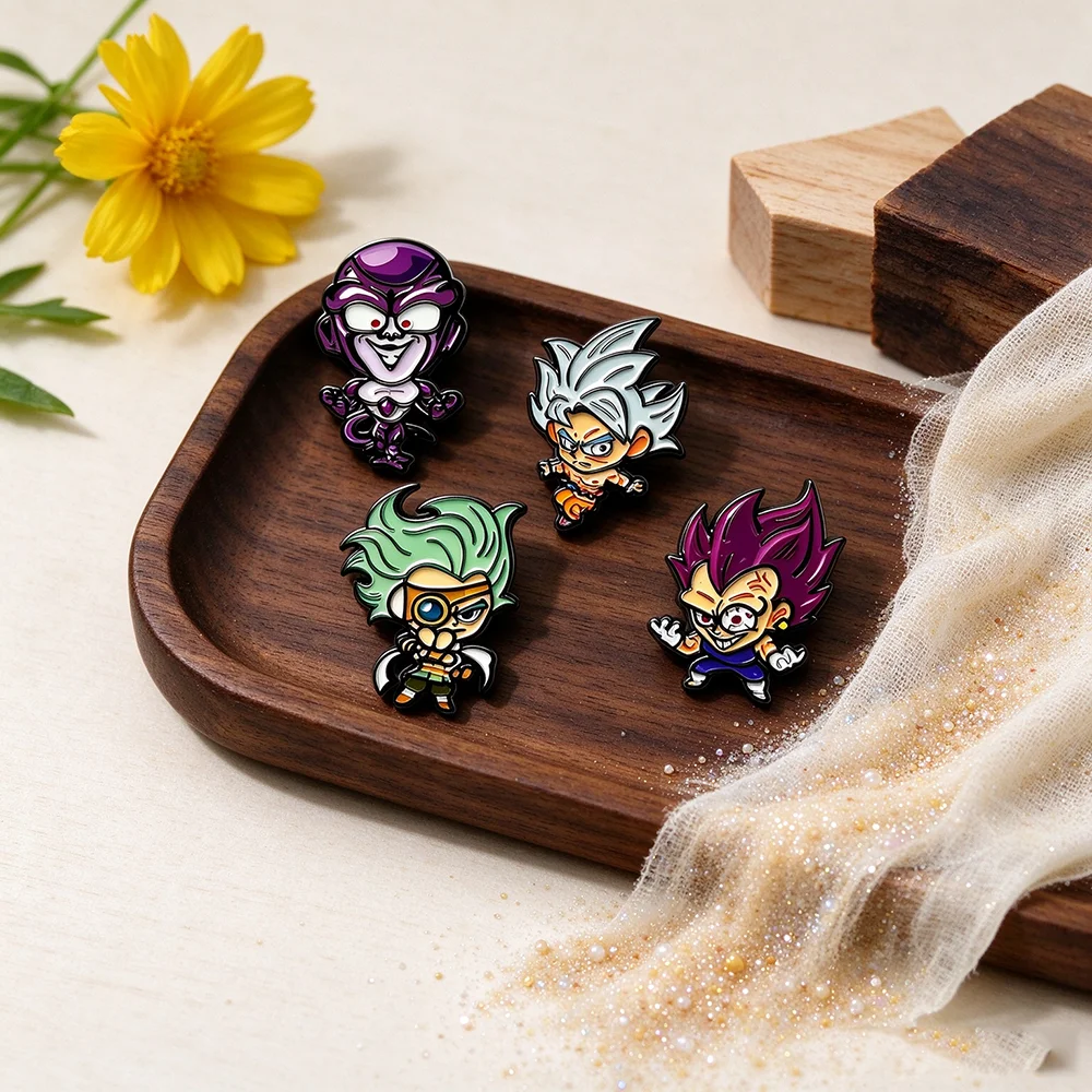 4Pcs Dragon Ball Anime Enamel Pins, Cartoon Character Brooch Badge for Clothing Backpack Decor, Collectible Fan Gift