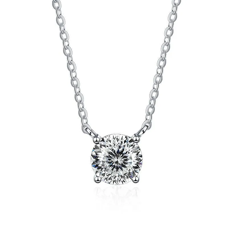 

Trendy Hundred-Side Cut Moissanite Diamond Necklace Women 925 Sterling Silver D Color Moissanite Flower Necklace Pass Tester