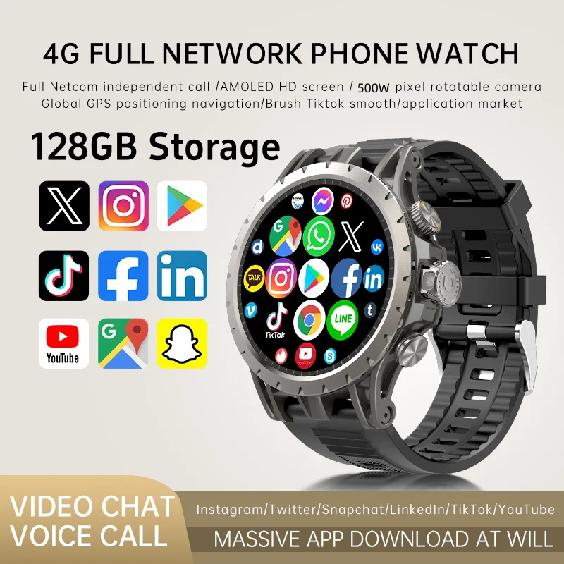 Q85 Smart Watch 4G With Android 9.0 5MP Rotating Camera GPS WIFI Google Play Store Video Call 128GB Rom Smartwatch For Men Kids