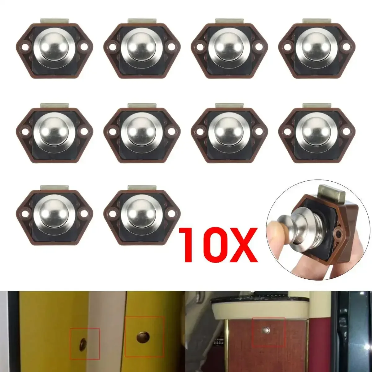 

10pcs 15mm-27mm Car Push Lock RV Caravan Boat Drawer Latch Button Locks For Furniture Hardware for Camper