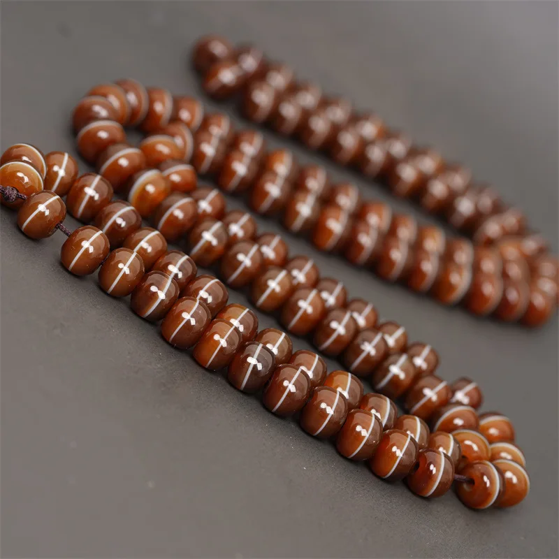 Natural First-Line Pharmacist Agate 8*9 Cut Old 108 Beads Bracelet Victoria Tibetan Style Large Hole Necklace