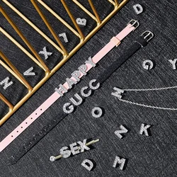200p Rhinestone Slide Charms Letters For Jewelry Making Women Bracelet 8mm Alphabet A-Z Pet Collar Necklace DIY Accessories Gift