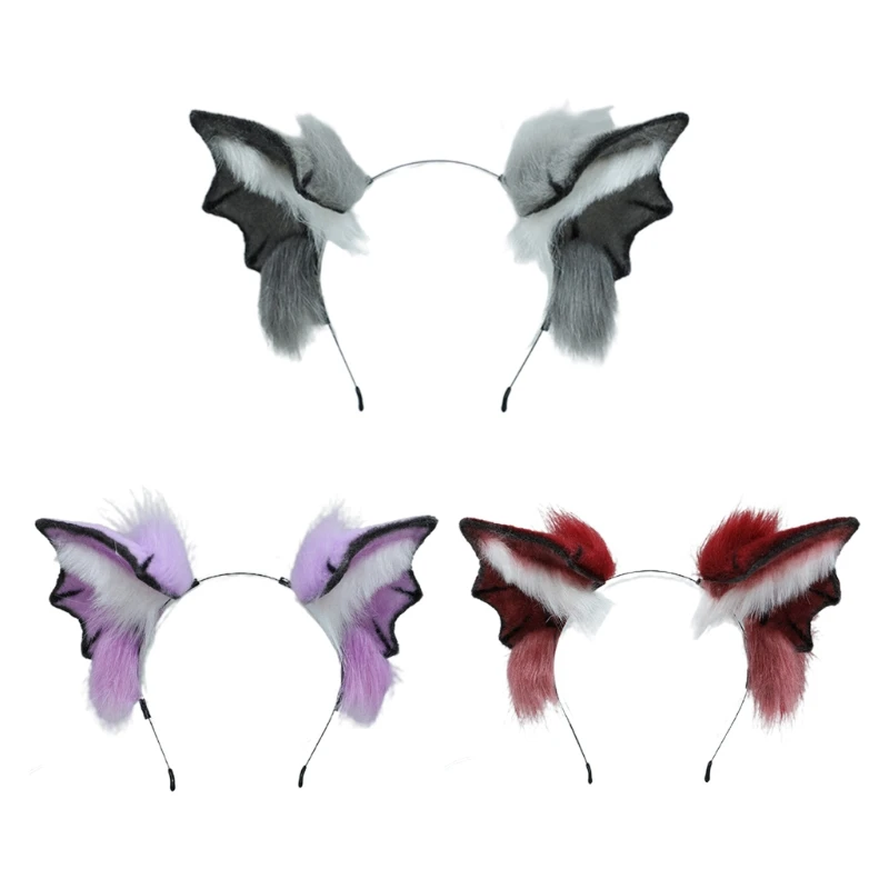 

Halloween Animal Bat Headband Plush Ears Hair Hoop Handmade Cosplay Accessories