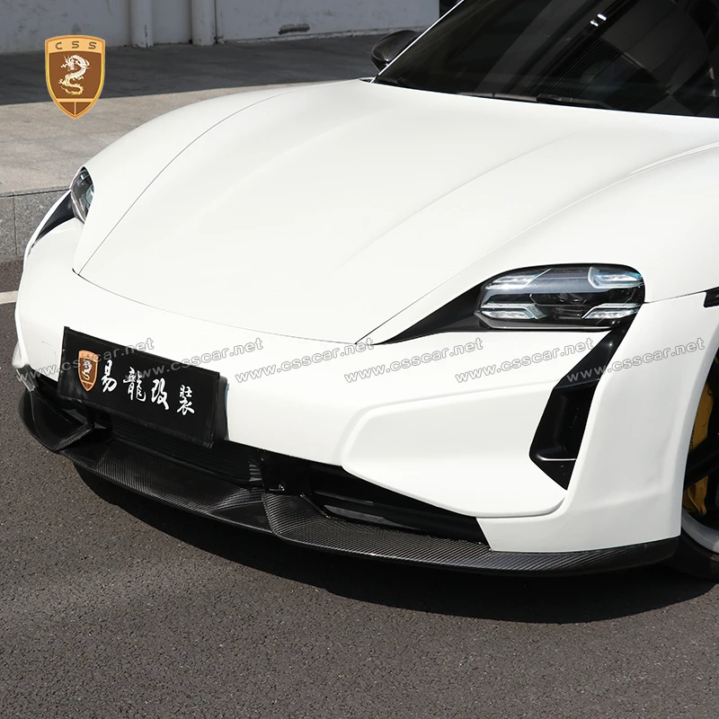 

Защитная накладка-диффузор на передний бампер для Porsche Taycan 19-23 в стиле Turbos GT, спойлер-«ветровик» для кузова