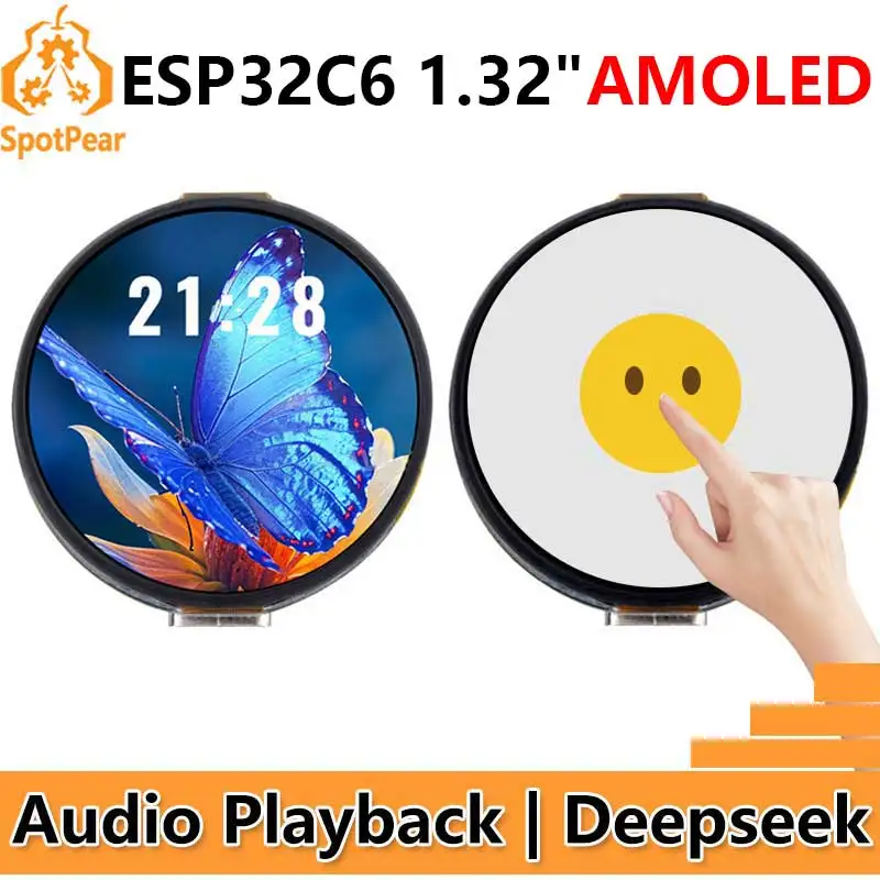 لوحة تطوير ESP32 C6 مع شاشة AMOLED مقاس 1.32 بوصة وواجهة QSPI WiFi 6 اكتساب الصوت Deepseek لـ Xiaozhi AI #1