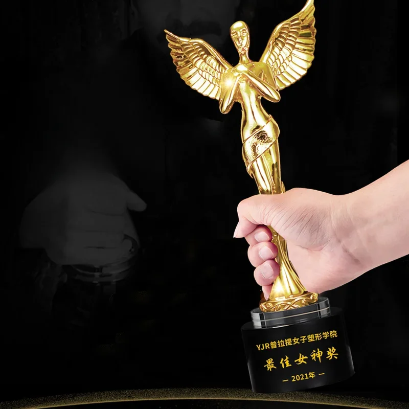 Customized Small Gold People Resin Crystal Trophy, Annual Meeting, Outstanding Employee Awards, Competition Souvenir, 1Pc