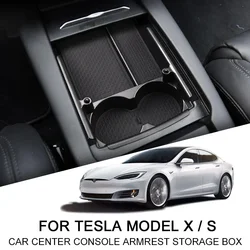 For Tesla Model X Model S Car Center Console Armrest Storage Box Tray Organizer Anti-Slip Mats Storage Tidying Car Storage Box