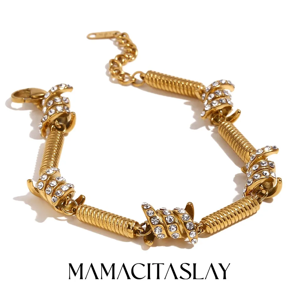 

MamacitaSlay Cool Stitching Spring Knotted Shiny Man bracelets New Design Waterproof stainless steel jewelry Accessories man