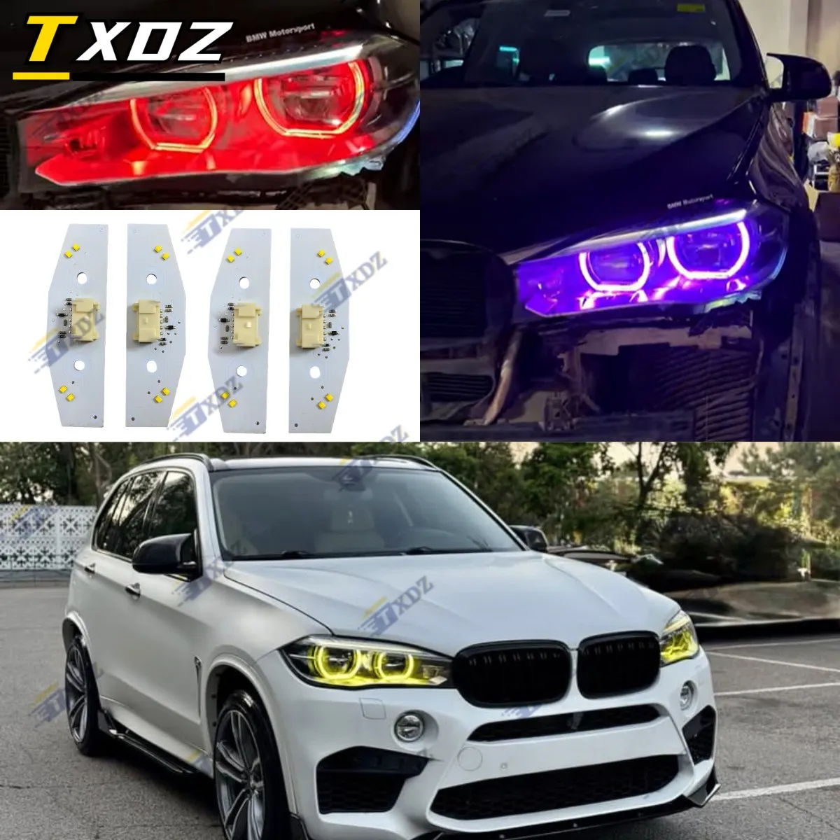 4pcs Angel Eye DRL LED Boards For BMW X5 X6 F15 50iX F16 F85 M F86 2015-2018 Adaptive LED Headlight Daytime Running Light