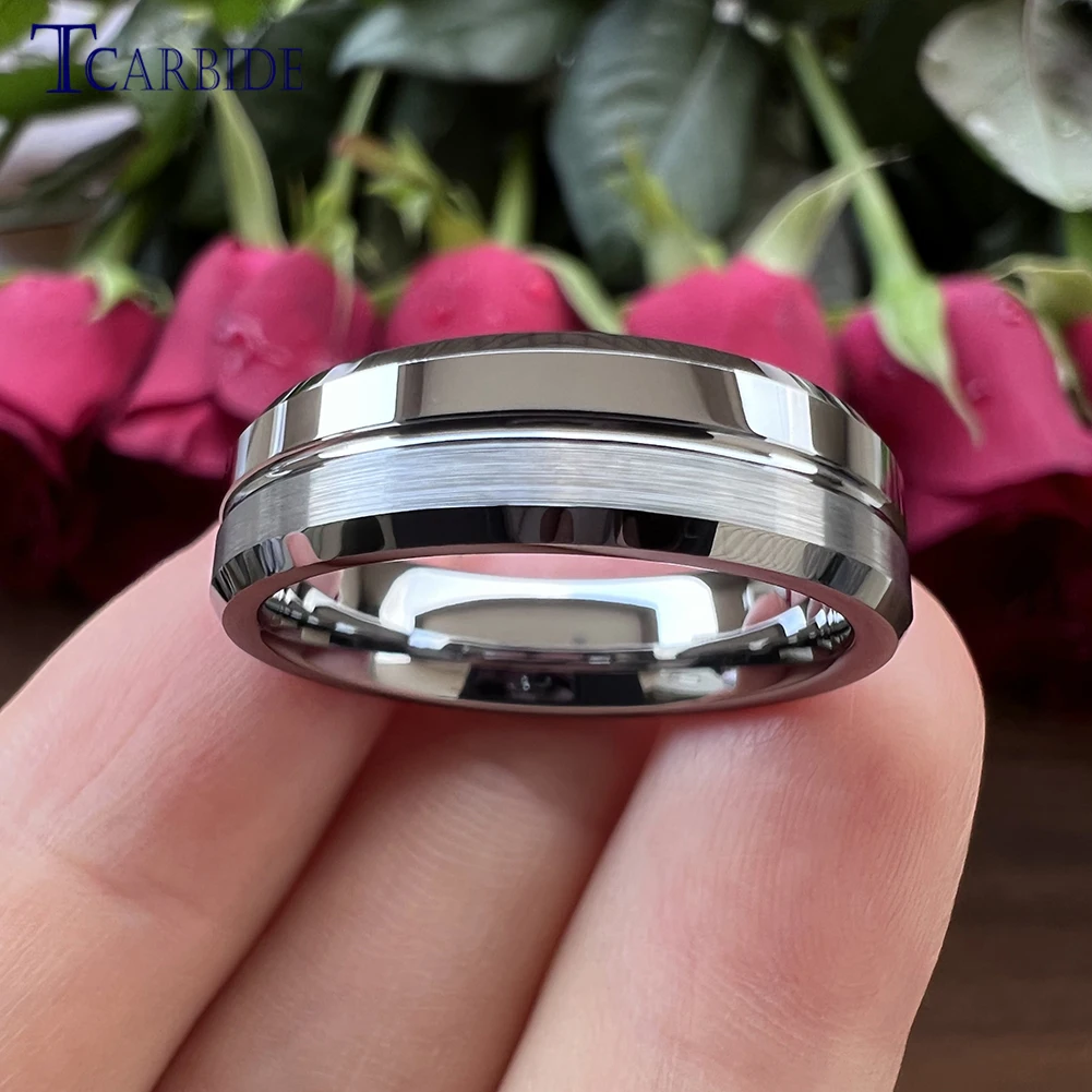 Dropshipping 6mm 8mm Shiny Forever Wedding Band Tungsten Plain Ring Classic Jewelry Groove Brush Polish Finish Free Shipping