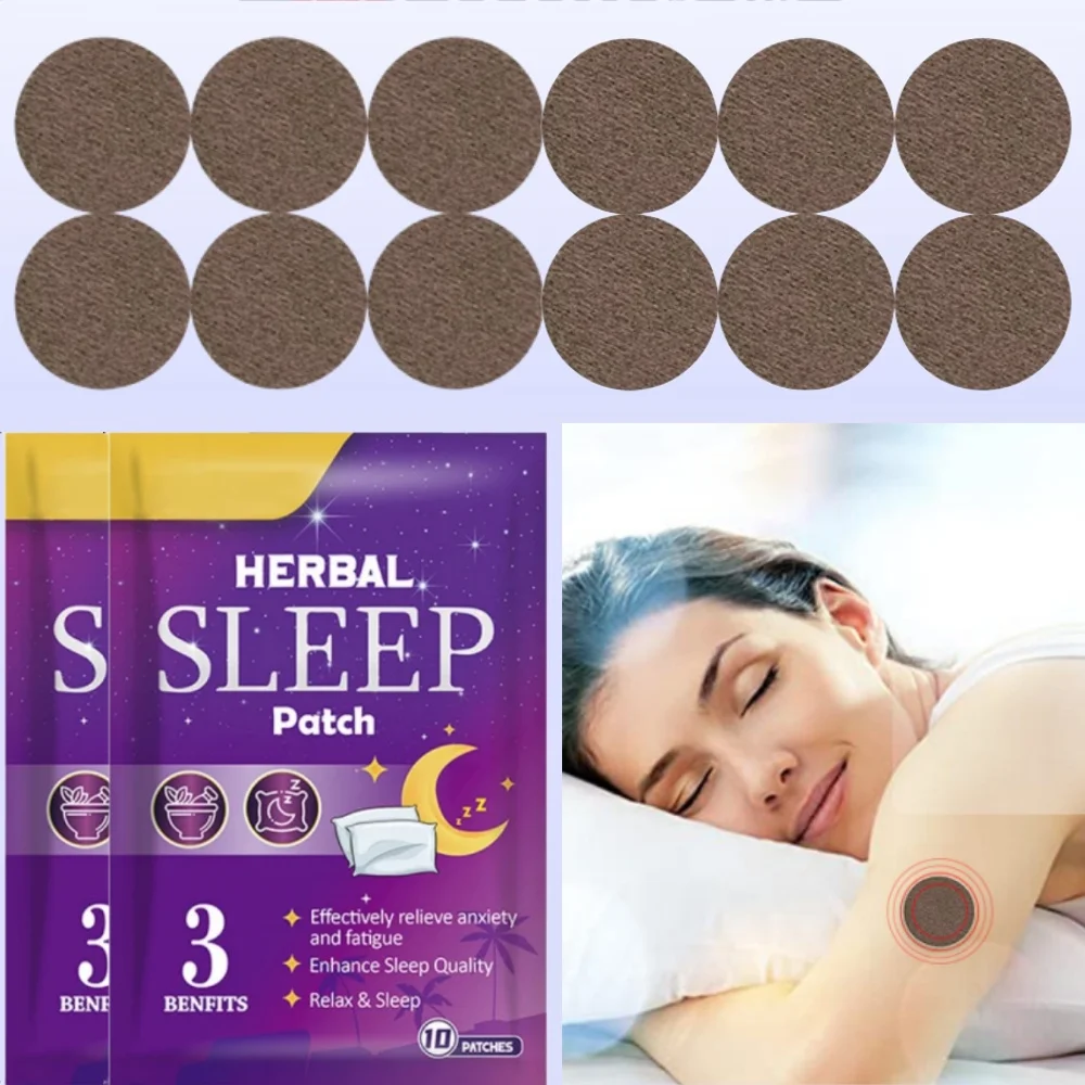 10Pcs/1Bag Herbal Promote Sleep Patches Medicial Stickers Improve Insomnia Sleepy Aid Patch Adult Relieve Stress Sleep Patc