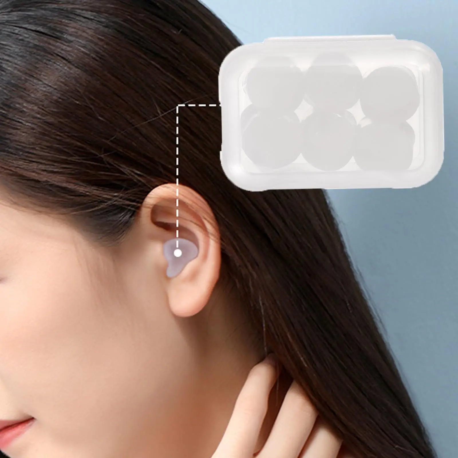 수영 코골이 수면 콘서트 공부를위한 재사용 가능한 방수 소프트 성형 가능한 귀 6x 실리콘 귀 사운드 차단