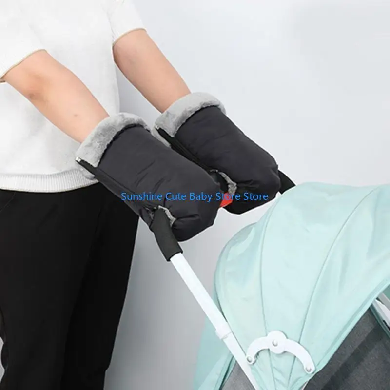 C5AF Baby Stroller Handmuff Cozy Muffs Hand Gloves Pushchair Shopping Cart Zip Muff