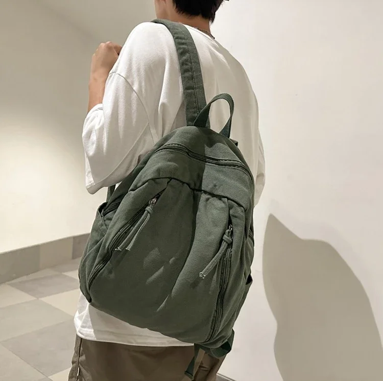 Student Canvas Textile Back To School Backpack Youth College Big Capacity Y2k 90s Fashion Grunge Harajuku Ita Laptop Knapsack
