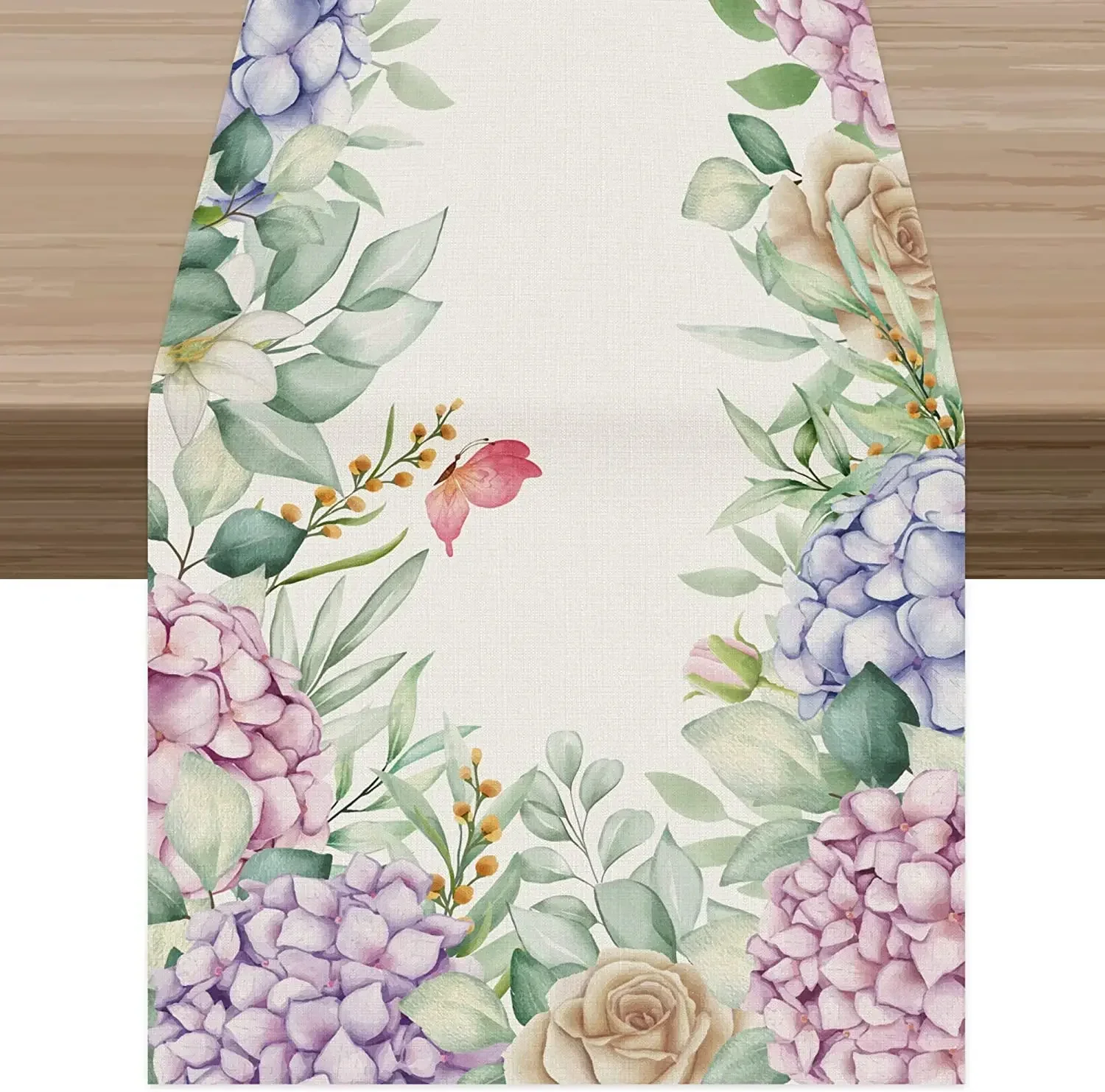 Floral Linen Table Runners Thanksgiving Wedding Decoration for Kitchen Home Party Runner Coffee