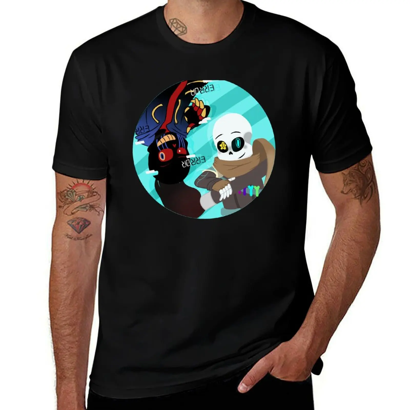 Ink X Error T-Shirt Casual Loose Short Sleeve Tee for Men T-Shirt