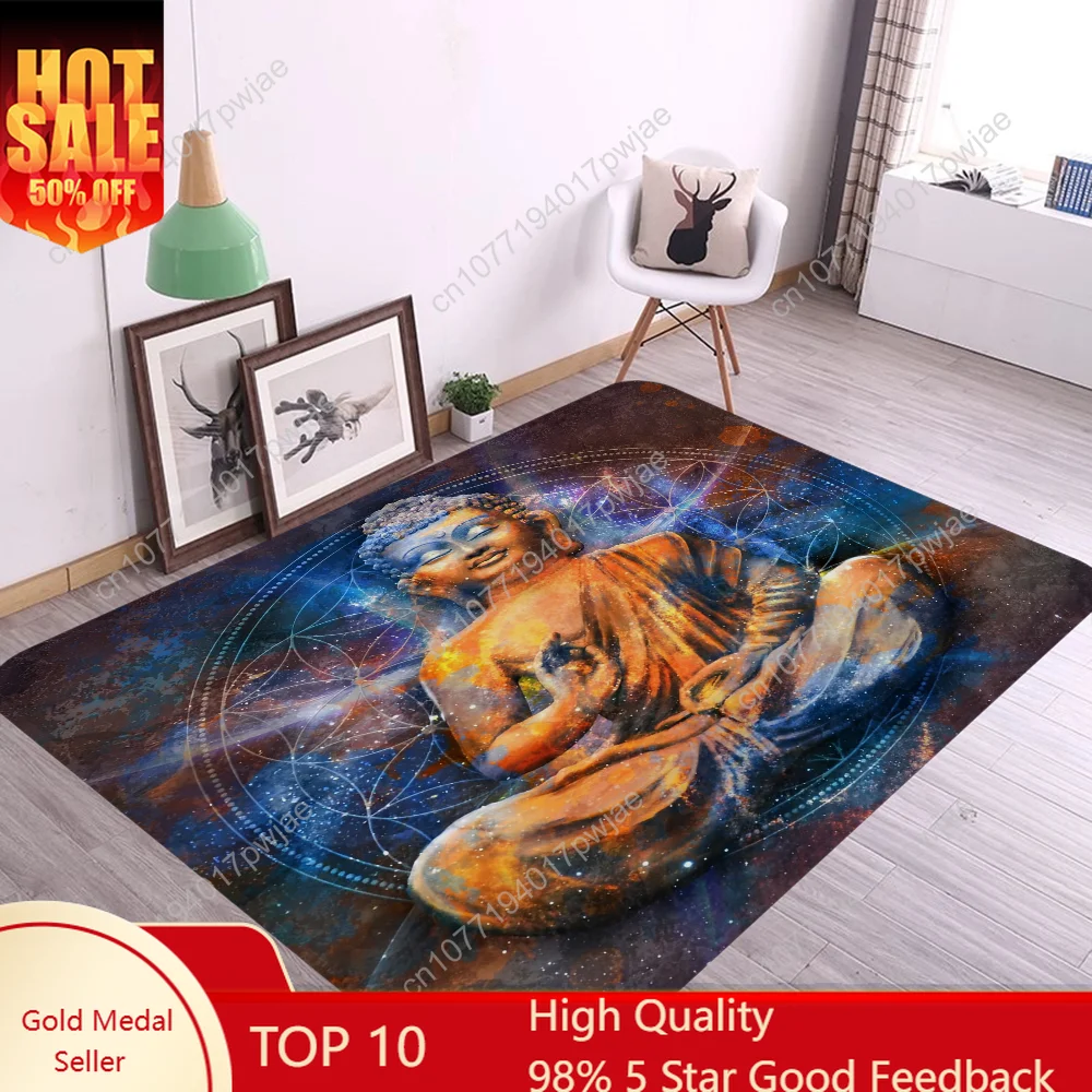 

Buddha Mandala Floor Mat Rectangle Anti-slip Home Soft Badmat Front Door Indoor Outdoor Mat Welcome Doormat