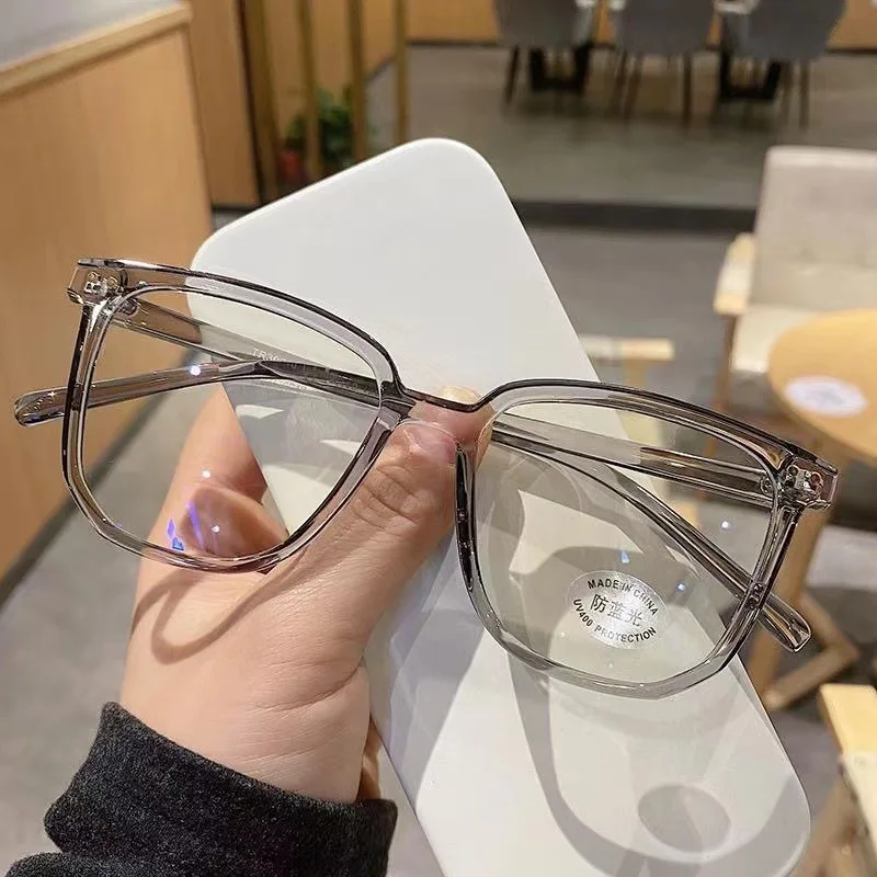 Large Square Frame Anti-Blue Light Glasses Fashion Retro Men Women Computer Gaming Eye Protection Classic Plain Glass Spectacles - view 3