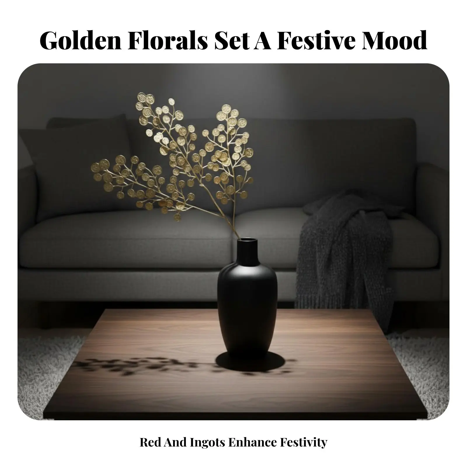 

Gold Eucalyptus Artificial Flower, New Year Table Centerpiece, Decorative Arrangement, Fortunate Container, Festive Home Decor