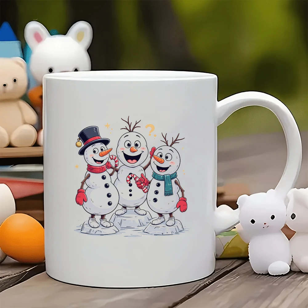 

11oz Mugs + Cartoon Snowman Themed Cups - Christmas Gift for Kids Family Office Coffee Cup - Creative Gift