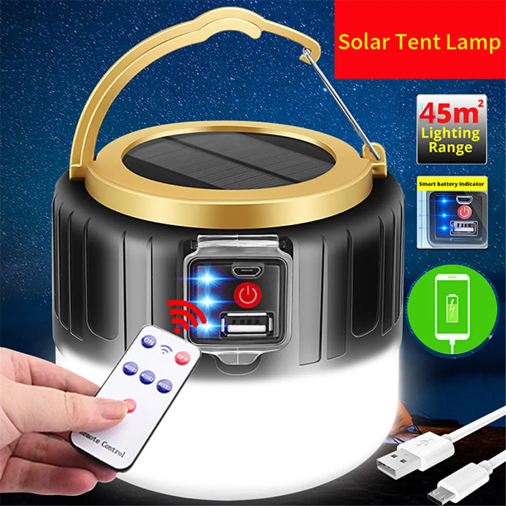 

Solar Led Camping lantern Usb Rechargeable Bulb For Outdoor Tent Lamp Portable Lanterns Emergency Light