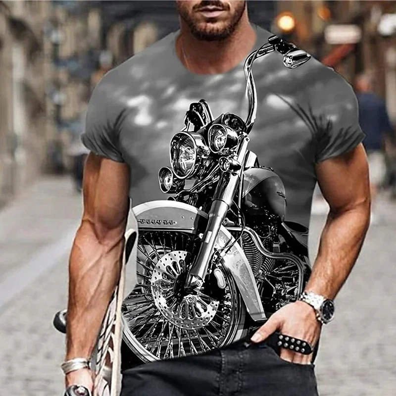 New Heavy Duty Motorcycle Harley Printed T-shirt 3D Men's and Women's Fashion Outdoor Sports T-shirt Summer Casual Cool Personal