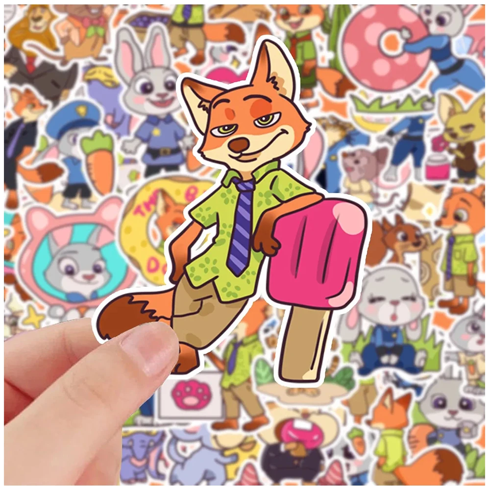 10/30/68pcs Disney Movie Zootopia Stickers Kawaii Judy Hopps Sticker Skateboard Suitcase Laptop Notebook Nick Wilde Decals Toys