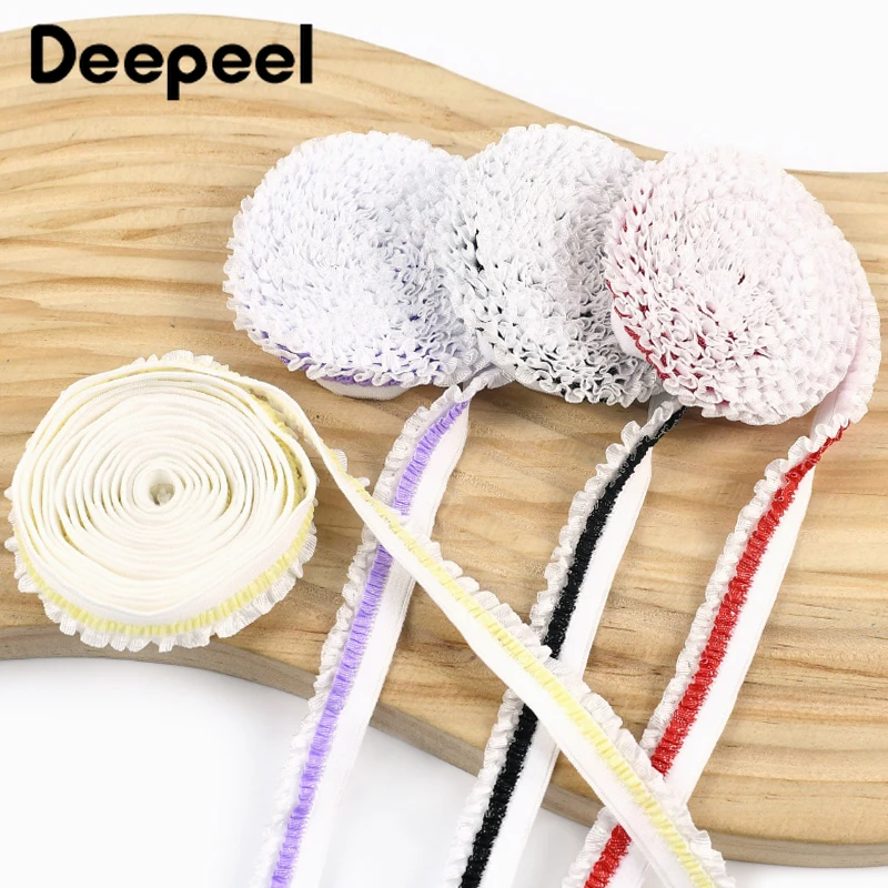 

10Meters 12mm Color Pleated Elastic Band Lace Trim Rubber Bands Underewear Bra Strap Decor Dress Stretch Tape Sewing Accessories