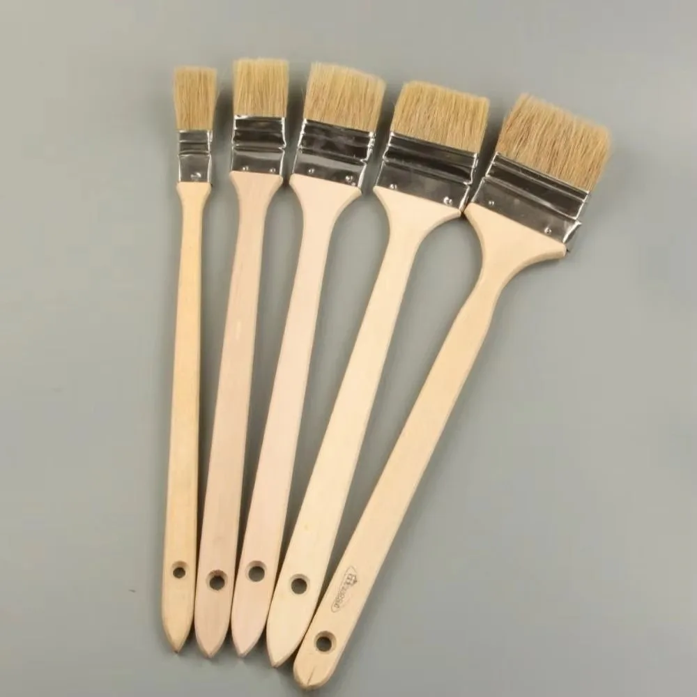 Long Handle Marine Paint Brush Mixed Pig Mane Hair Solid Wood Handle Wall Painting Brush Elbow Shape Painting Tool Arts Crafts