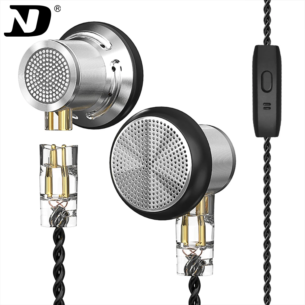 ND DTS flat-headed brother earplug fever-grade HIFI high-quality computer phone round hole semi-in-ear wired earphone