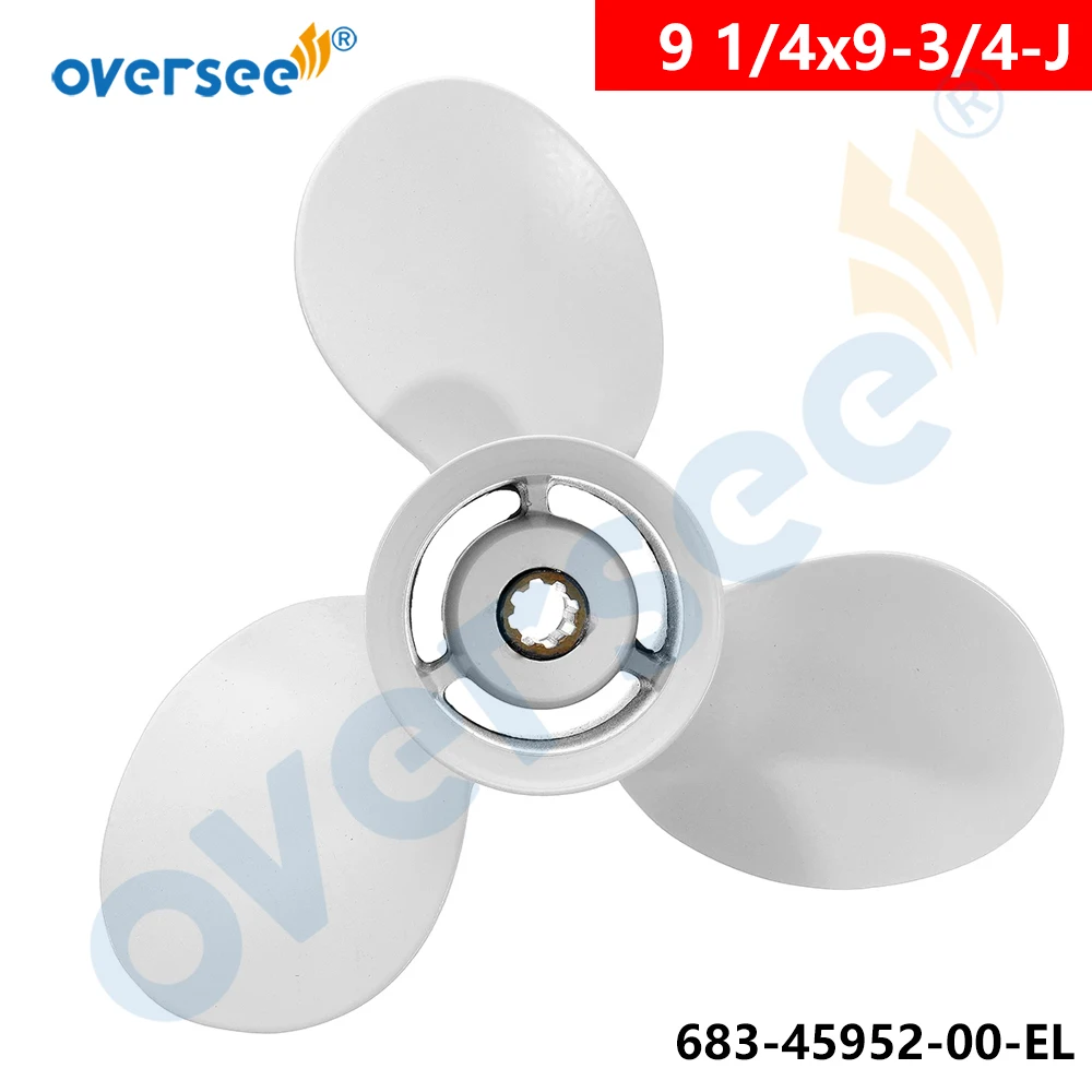 OVERSEE Propeller 683-45952-00-EL 9 1/4x9-3/4-J For YAMAHA Outboard Motor Motor Parsun Powertec 9.9HP 15HP 9 - 1/4 x 9 - 3/4 -J