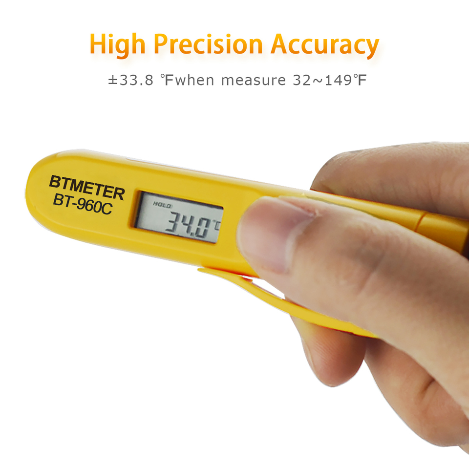  HP Infrared Thermometer Temp Gun -30~275℃ Surface Temperature Meter ±1% Acc 1:1 Distance Spot Mini Handheld for Cooking HVAC 