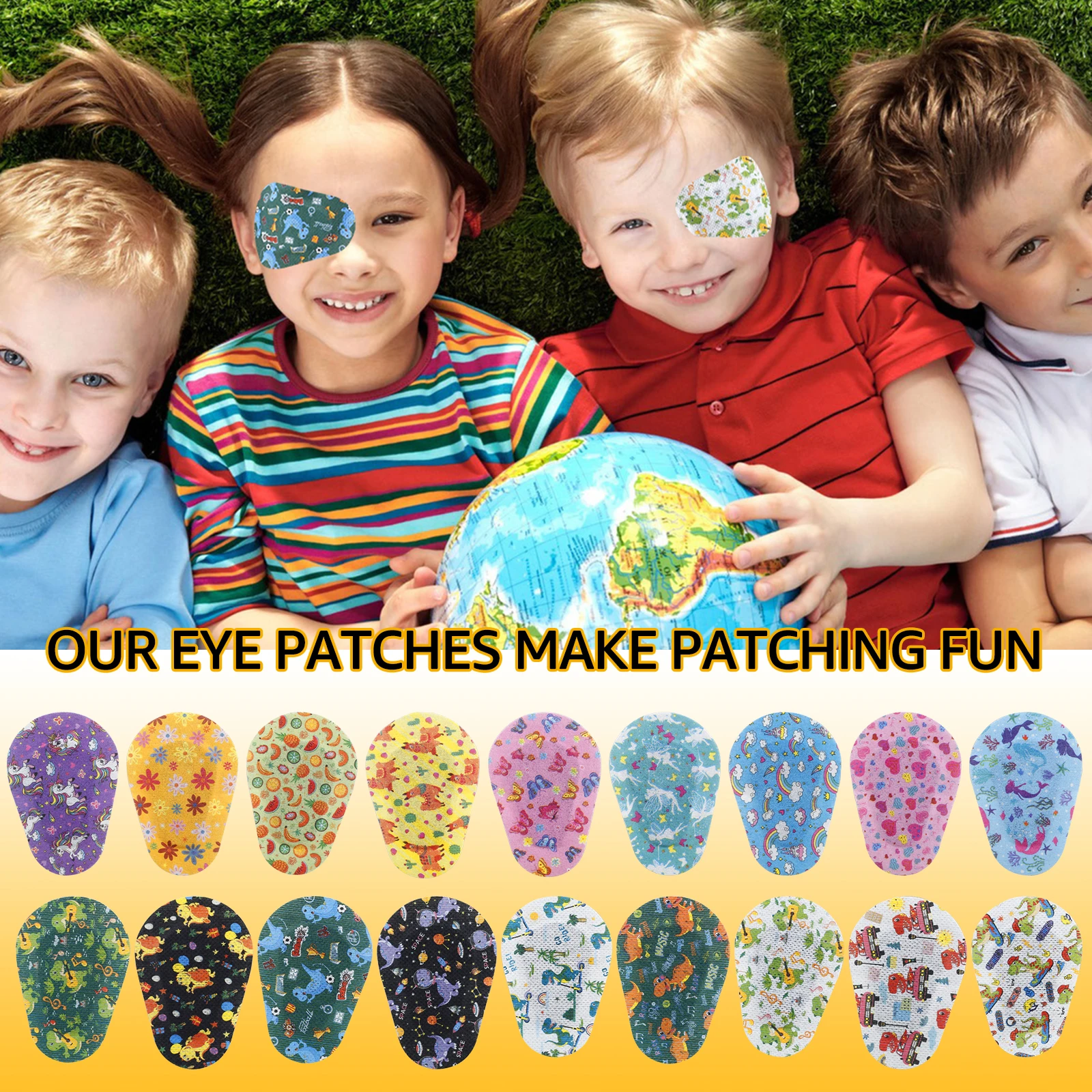 90Pcs Breathable Amblyopia Eye Patch Cute Cartoon Light Blocking Eye Patches Reusable Children Eye Pad for Amblyopia Girls Boys