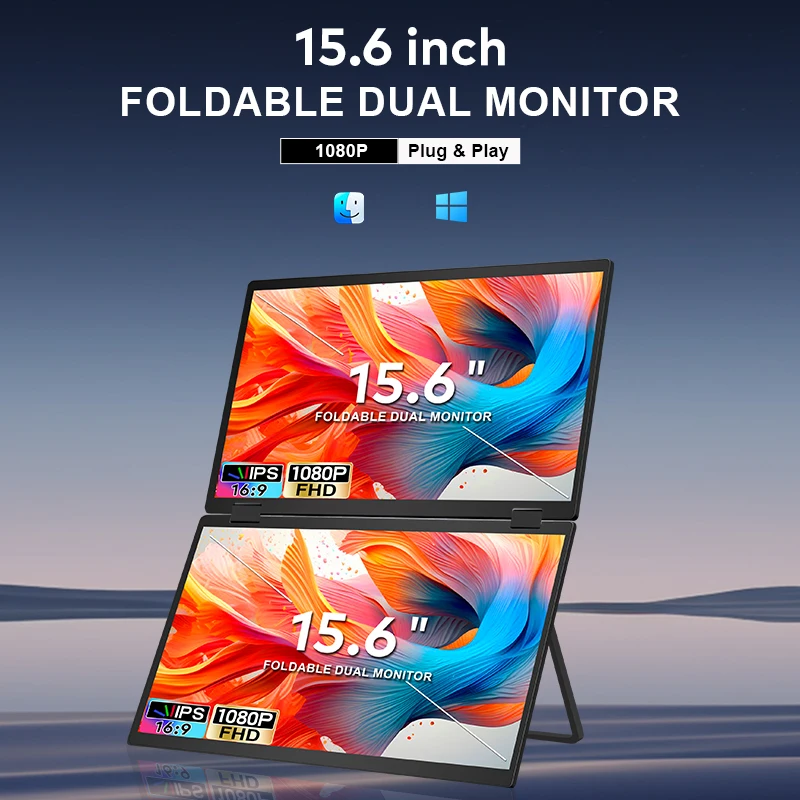 Cheap 15.6 Inch Dual Screen Ready to Ship 1080p Display Portable Triple Monitor Splitter for Laptop Pc