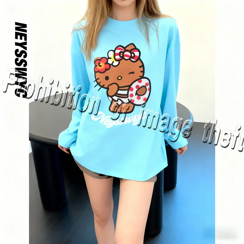 

Autumn and Winter Parent-child Outfit, Hello Kitty Long Sleeved Shirt Warm Adult Children's Trendy and Cute Style Outdoor Shirt