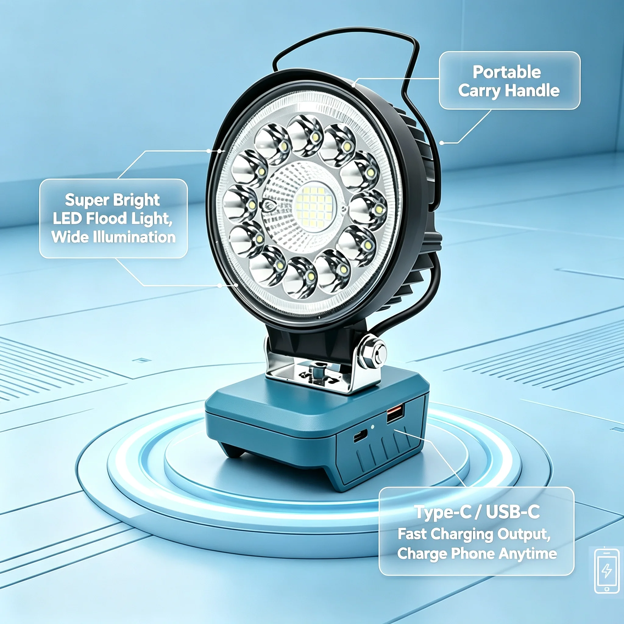For Makita 18V BL1830 BL1860 Lithium Battery Case Portable LED Work Light Camping Spotlight Flashlight