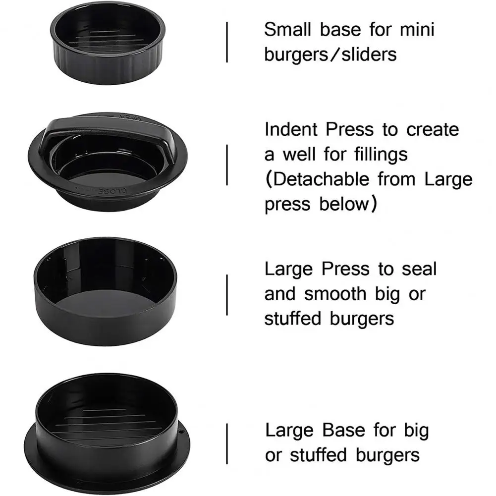 Burger Mold 3-in-1 Burger Press Set Stuffed Burger Patty Maker Durable -free Plastic Hamburger Press for Grilling Sliders Bbq