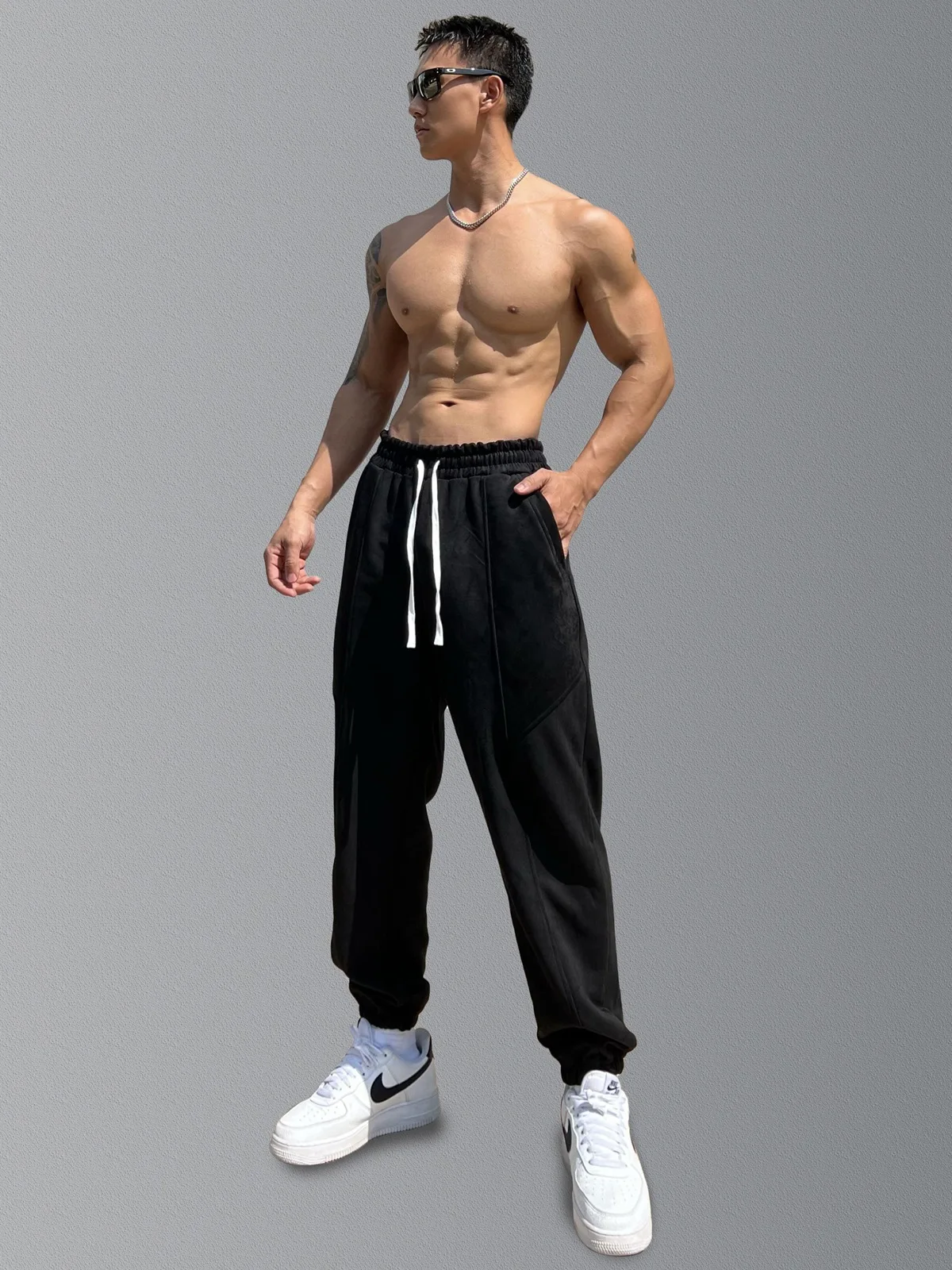 

Men's Sports Pants, Gym Fitness wear Warm Jogging Pants, Harajuku Street Solid Color Loose Casual Fashion Men's Sports Pants 24