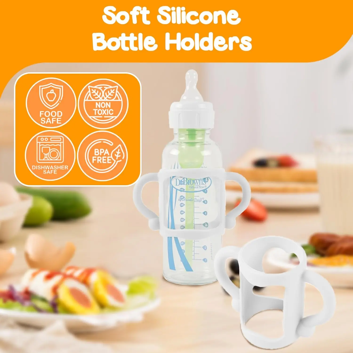 BPA-Free Silicone Baby Bottle Handles Universal Anti-Slip Bottle Grips for Baby Self-Feeding Multi-Color Cup Handles for Toddler