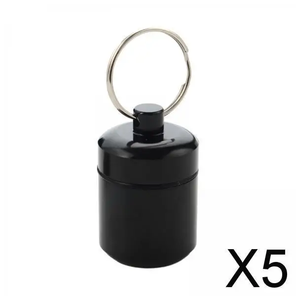 5xAluminum Pill Keychain Container Creams Earplug for Biking Traveling Outdoor