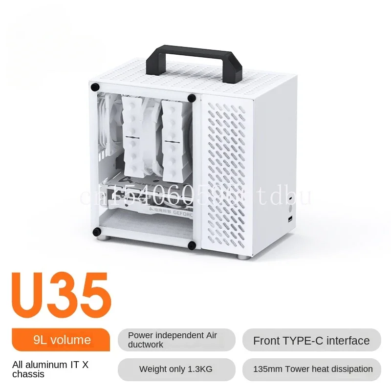 For Beniu U35 Chassis ITX Portable Side Transparent Desktop Computer SFX Power Supply Mini Small All Aluminum Chassis Non K66