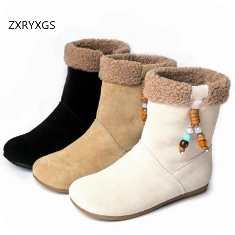 zxryxgs-2025-hiver-couche-superieure-vache-daim-perles-femmes-bottes-a-la-mode-chaussures-chaudes-bottes-de-neige-plat-semelle-souple-confort-grande-taille-botte