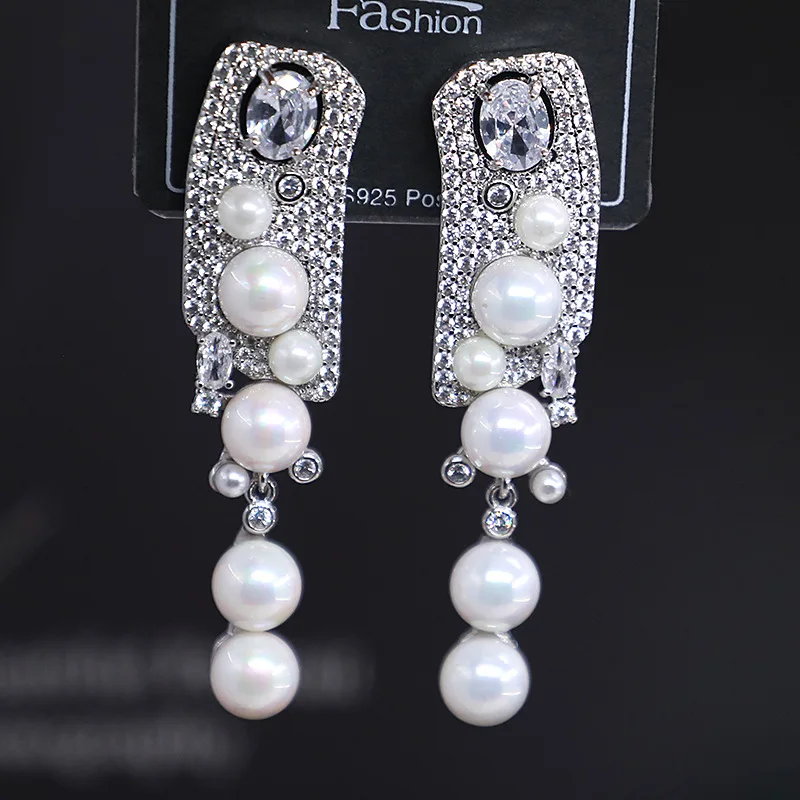 

Bilincolor Drop Shaped Pearl Tassel Earrings For Gift or Party