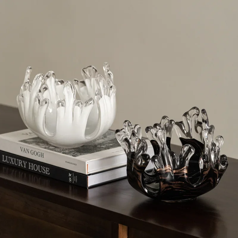 Glass Handicrafts Desktop Storage Container Irregular Water Droplet Waves Tray Candlestick Candle Holder Fruit Platter