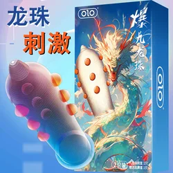 2PCS Beads Condoms Stimulation Sex Toys Ribbed G-spot Penis Sleeves For Adult Men Particles Vaginal Glans Condoms Intimate Goods