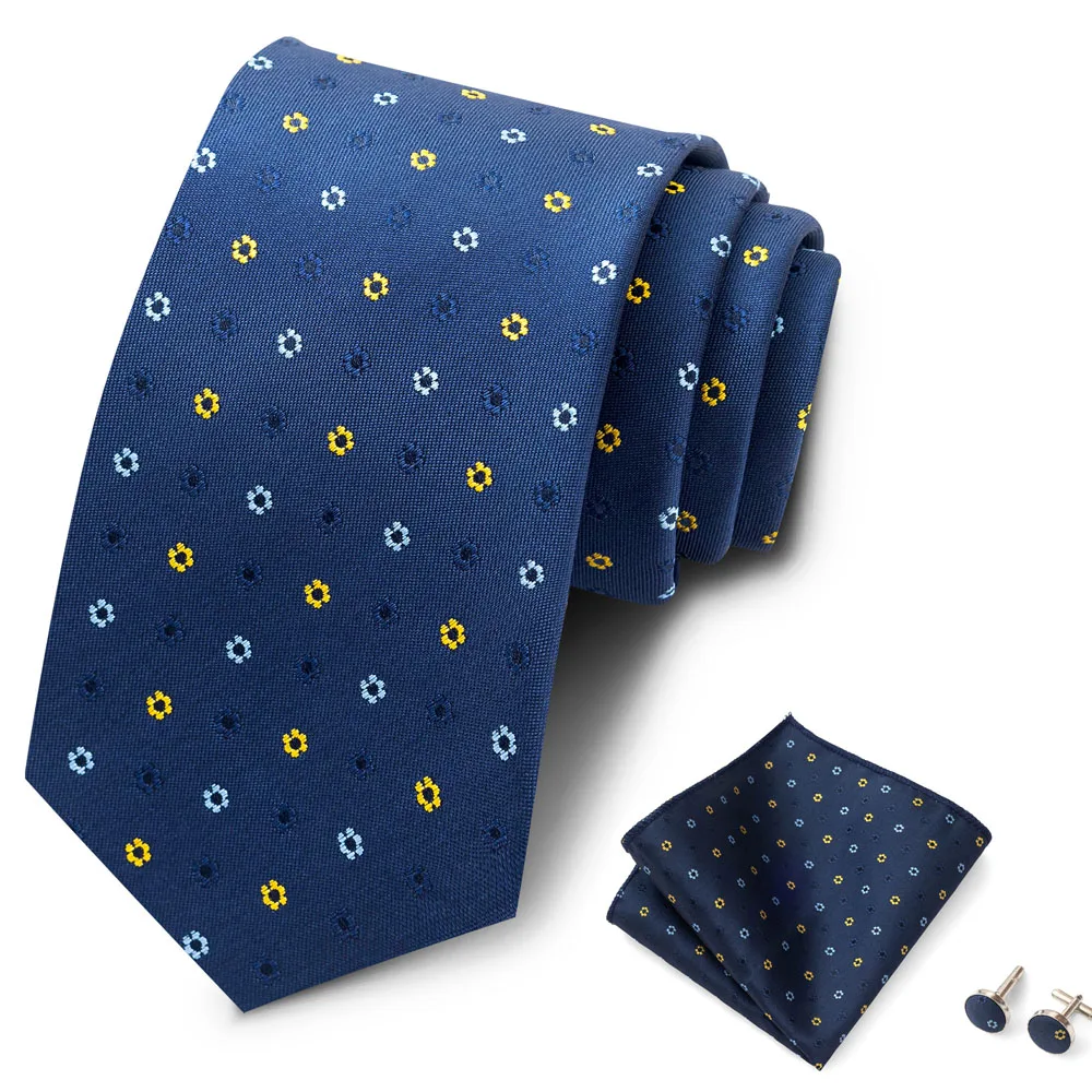 Luxusmarke, 8 cm, Krawatten-Einschubtaschentücher und Manschettenknöpfe-Set für Herren, goldenes Paisley-Muster, Geburtstagsgeschenk, Krawatten- und Anzugaccessoires, passend für Partys. – Detail 30