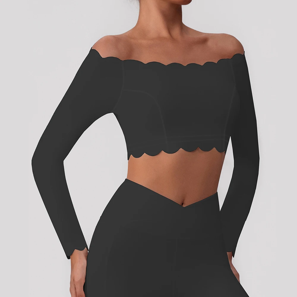 مثير واحد الكتف طويلة الأكمام النساء اليوغا قمصان المحاصيل الأعلى طويلة الأكمام للنساء اليوغا الرياضة اللياقة البدنية الصالة الرياضية الملابس تجريب القمم