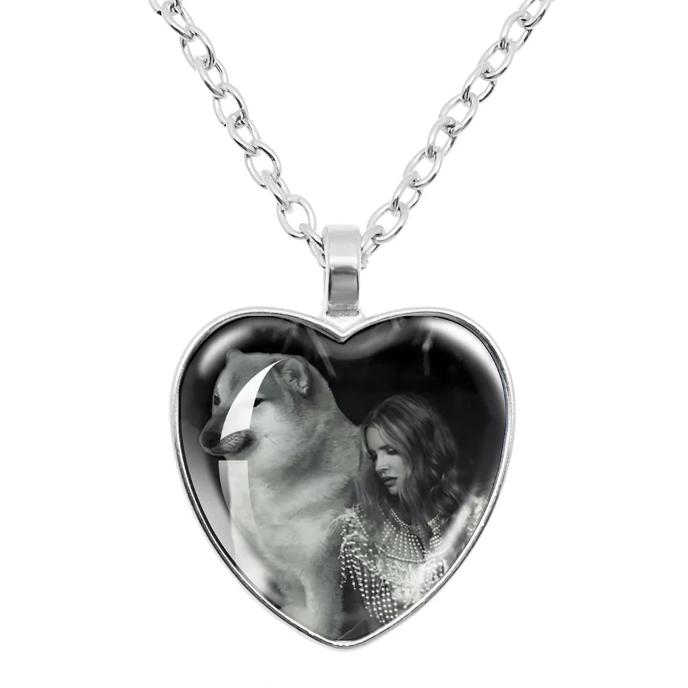 Lana Del Rey 25mm Glass Heart Pendant Necklaces Accessories Necklace Charms Heart Necklace for Women Men Jewelry Gift