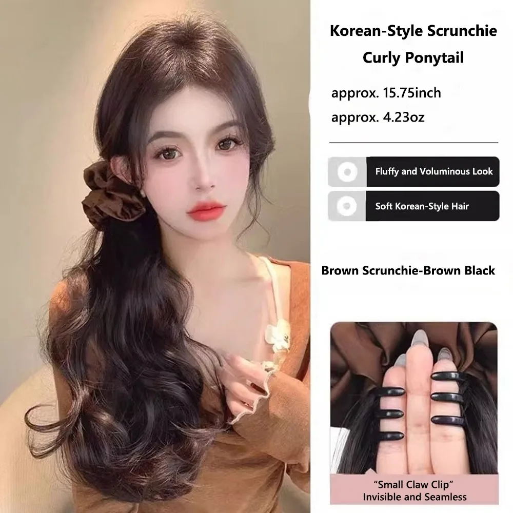 

Trendy Korean Style Braided Wig Hair Claw Clip Lazy Layered Natural Hair Scrunchie Curly Elastic Hair Tie for Women