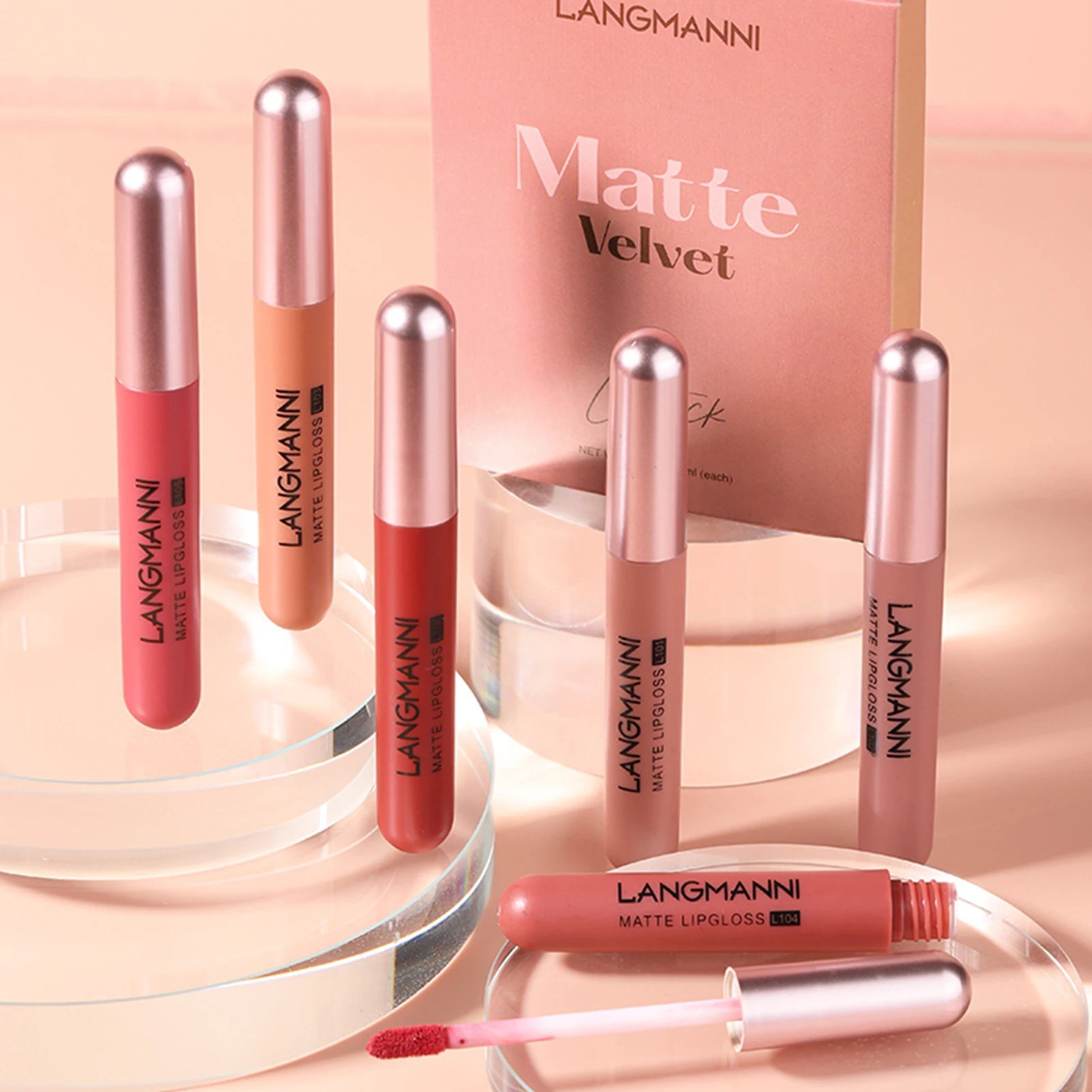 Soft Matte Lip Cream Nhẹ Liquid Lipstick Chống Nước Matte Môi Trang Điểm Dính Cốc 6 Màu Sắc Nude Bám Son quà Tặng Trang Điểm